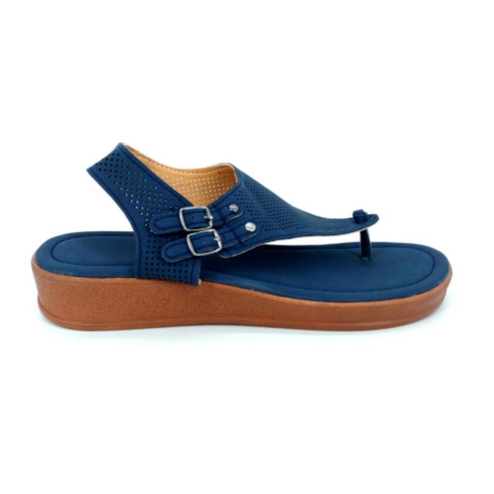 Rosy Womens Perforated Platform Slingback Sandals Navy‎ Blue US 9 EUR 42 New